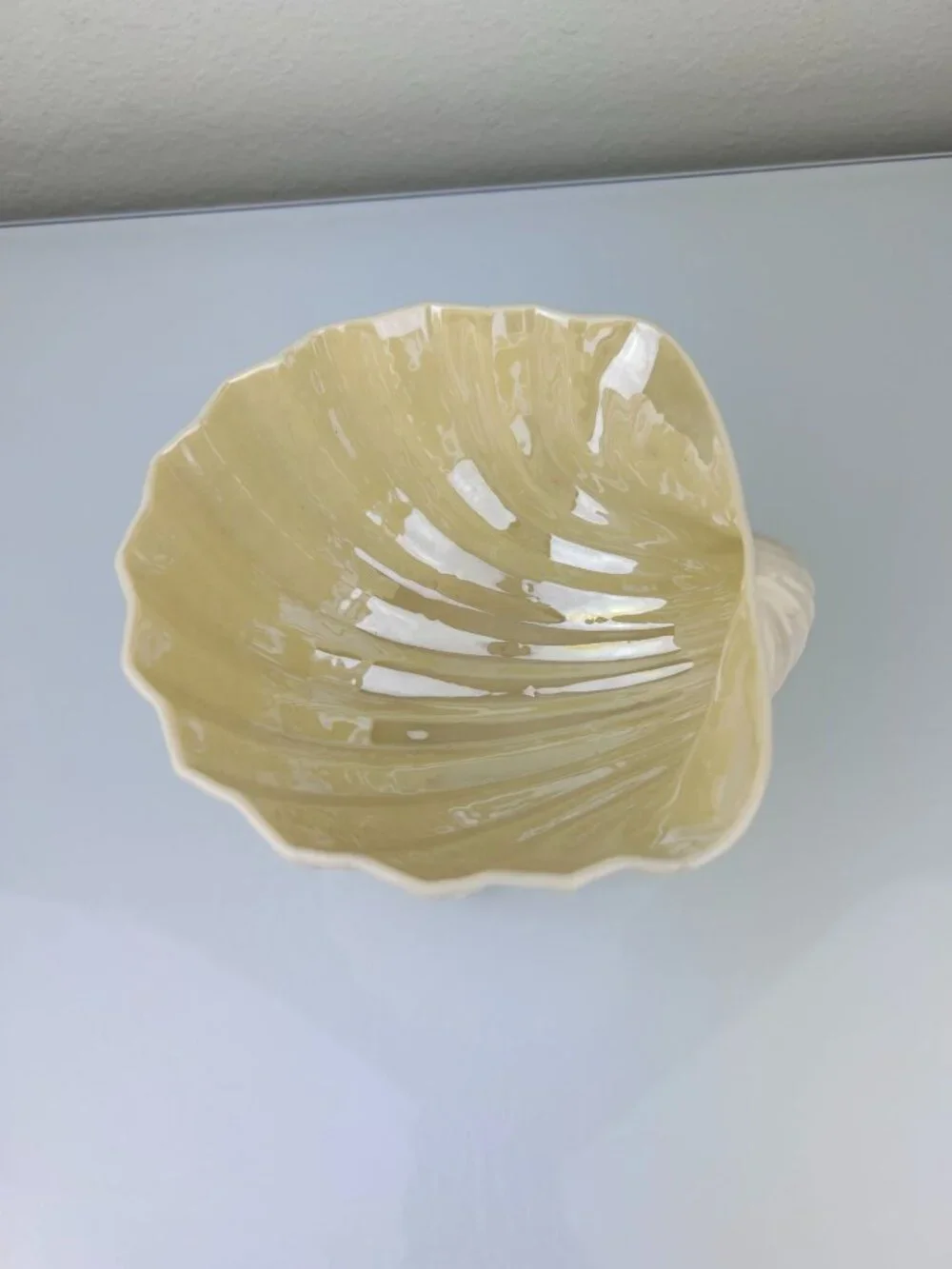 Belleek Ireland Cardium Shell On Coral Base Compote Candy Pedestal Bowl Beige